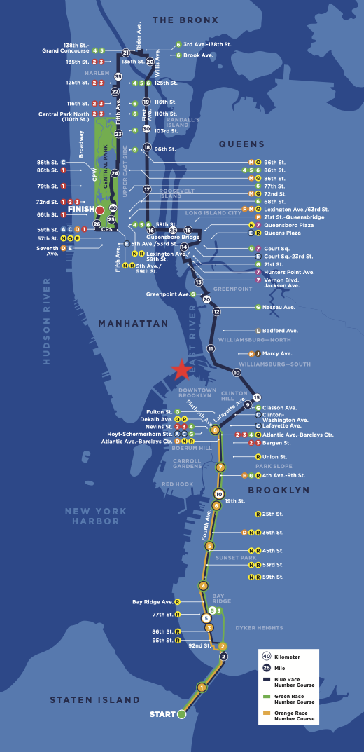 ニューヨークシティマラソンのコース図